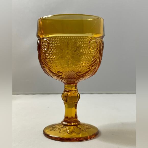6pc Vintage Tiara Amber Decanter‎ & Wine Glass Set - Picture 10 of 15